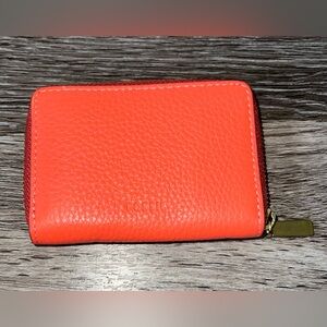 Fossil Women's Red Orange Leather Card Wallet
